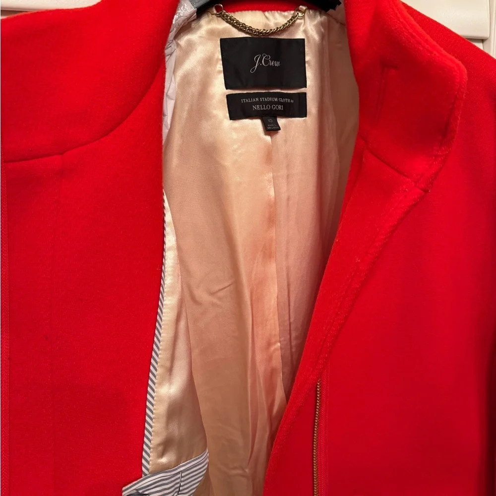 Red Women's Wool Coat - Classic Stand Collar Jacket